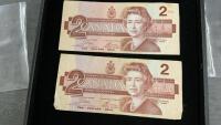 (2) CANADA 1986 $2 BILLS