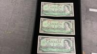 (3) CANADA CENTENNIAL DOLLAR BILLS - NO SERIAL NMBERS