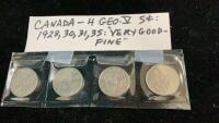(4) CANADA GEO V NICKELS - 1928/30/31/35