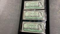 (3) CANADA 1954 $1 BILLS W/ CONSECUTIVE SERIAL NUMBERS