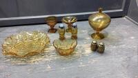 AMBER GLASS COLLECTION -CANDY DISH, SALT + PEPPER, FRUIT DISH, BOWL
