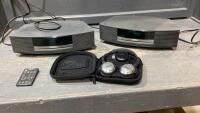 BOX W/ 2 BOSE CD/RADIO PLAYERS + BOSE RECHARGEABLE HEADPHONES