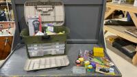 LARGE FLAMBEAU TACKLE BOX STOCKED W/ FISHING SUPPLIES