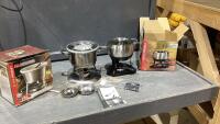 (2)FONDUE POTS - W/ONE SET OF FORKS