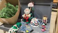 BOX W/CHRISTMAS TREE, CANDLE, ANIMATED SANTA, DRAGON FIGURINE