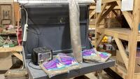 BOX W/ BLACK + DECKER 4-SLICE TOASTER + BURLAP CLOTHS