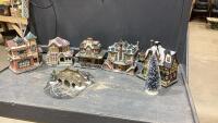FLAT OF CHRISTMAS VILLAGE ITEMS - NO POWER CORDS/LIGHTS
