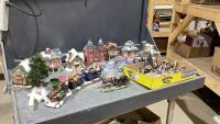 (2)FLATS -CHRISTMAS VILLAGE PIECES(SMALLER) + ACCESSORIES , CHRISTMAS TRAIN