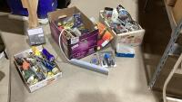 (3)BOXES- ELECTRICAL SUPPLY, HINGE STRAPS, SLEDGE HAMMER HEAD,