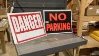 NO PARKING + DANGER SIGNS