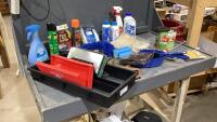 (3) ITEMS- CLEANING SUPPLIES, MOUSE TRAPS, RAID, TOOL TOTE