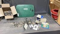 BOX W/DRAWER PULLS + KNOBS, LIGHT SWITCHES, SWITCH PLATES, DIMMER SWITCH, SPRINKLER VALVE COVER
