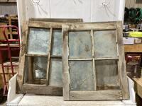 (4) ANTIQUE WOODEN GLASS WINDOWS