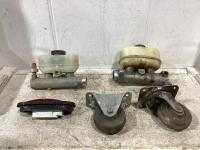 SHOP BOX W/ (2) BRAKE FLUID PARTS, (2) SWIVEL CASTOR WHEELS & LED LIGHT