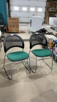 (2) STACKING CHAIRS W/ MESH BACK