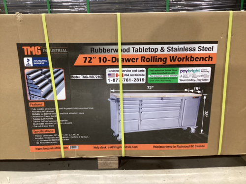 TMG 72” 10-DRAWER ROLLING WORK BENCH