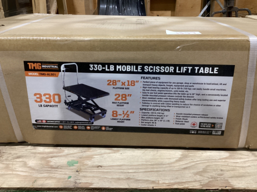 TMG INDUSTRIAL 330 LB MOBILE SCISSOR LIFT TABLE