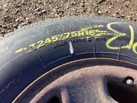 LT245/75R16 120/115S - (2) BRIDGESTONE V-STEEL LIGHT TRUCK TIRES W/ 8-BOLT RUSTED RIMS