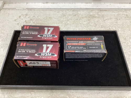 75 LIVE ROUNDS -(2) HORNADY 17 WIN SUPER MAG 20 GR, WINCHESTER 17 WINSUPER MAG 25 GR