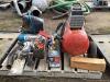 PALLET OF MISCELLANEOUS W/ (2) AIR COMPRESSORS, CHAINS, FIBERGLASS REPAIR KIT, BLACK & DECKER PLUNGE ROUTER