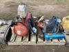 PALLET OF MISCELLANEOUS W/ (2) AIR COMPRESSORS, CHAINS, FIBERGLASS REPAIR KIT, BLACK & DECKER PLUNGE ROUTER - 11