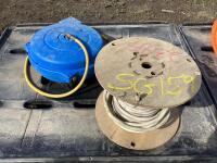 PALLET WB RETRACTABLE HOSE REEL & SPOOL OF CABLE WIRE