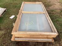 PALLET OF MIXED W/ (1) GLASS WOODEN WINDOW & (2) WOODEN DOORS - 36" X 79"
