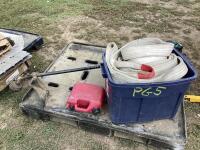 PALLET W/ STRAPS, STRING TRIMMER & JERRY CAN