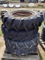 (4) PIVOT TIRES W/ 9-BOLT RUSTED RIMS