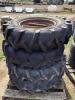 (4) PIVOT TIRES W/ 9-BOLT RUSTED RIMS