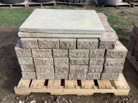 PALLET W/ (96) LANDSCAPE BRICKS & (2) BRICK SLAB 30" X 24"
