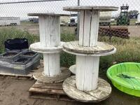 (5) WOODEN SPOOLS