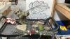BOX OF MISC DECOR ITEMS - CANDLES, METAL CANADA FLAG, BOTTLE HOLDER, METAL WALL DECOR, - 3