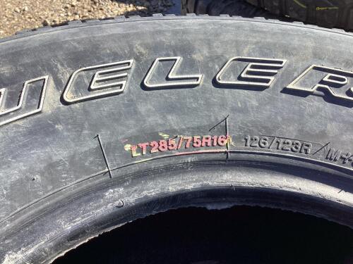 LT285/75R16/- (4) BRIDGESTONE DUELER APT LIGHT TRUCK TIRES
