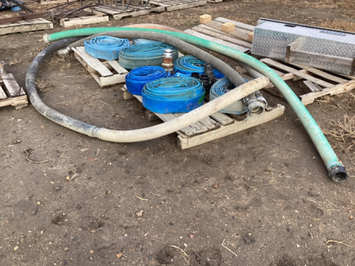 2 pallets- blue lay flat hose and CAMLOCKS