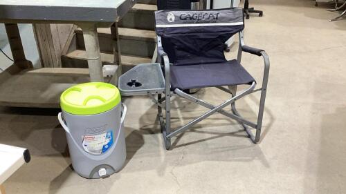 (2)ITEMS - COLEMAN FOLDING LAWN CHAIR + COLEMAN BEVERAGE COOLER