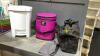 WHITE FLIP TOP GARBAGE CAN, THERMOS SOFT COOLER BAG