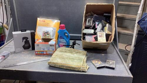 MISC BOX - CASSETTES, PHOTO PAPER, LAUNDRY FABRIC SOFTENERS, DISPLAY CLEANER