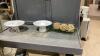 DECORATIVE GREEN TRAY W/DECOR, DESSERT FONDUE PEDESTAL, RAISED SERVING PLATE