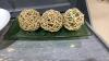 DECORATIVE GREEN TRAY W/DECOR, DESSERT FONDUE PEDESTAL, RAISED SERVING PLATE - 2