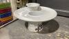 DECORATIVE GREEN TRAY W/DECOR, DESSERT FONDUE PEDESTAL, RAISED SERVING PLATE - 4