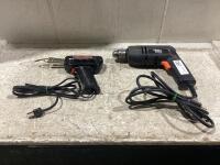 SHOP FLAT OF CORDED TOOLS W/ WELLER SOLDERING GUN & B-D DRILL
