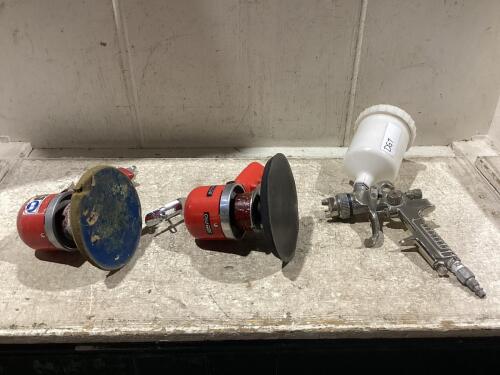 SHOP FLAT W/ (2) AIR SANDERS & AIR SPRAY GUN