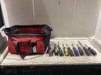 JOBMATE TOOL BAG W/ SCREW DRIVERS & MISCELLANEOUS