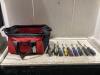 JOBMATE TOOL BAG W/ SCREW DRIVERS & MISCELLANEOUS