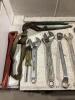 SHOP BOX OF MIXED WRENCHES & MISCELLANEOUS - SAE & METRIC - 5