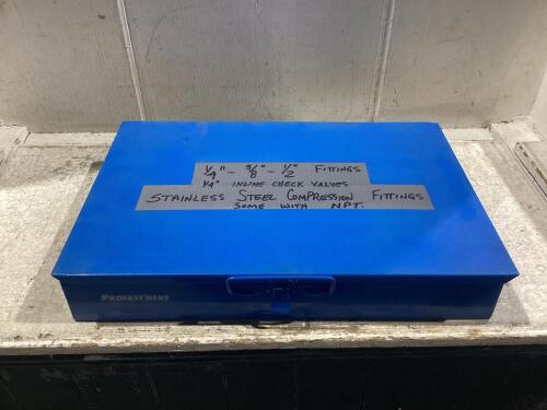PROFAST'NERS TOOL BOX W/ STAINLESS STEEL COMPRESSION FITTINGS 1/4", 3/8", 1/2" & 1/4" INLINE CHECK VALVES + SOME WITH NPT.