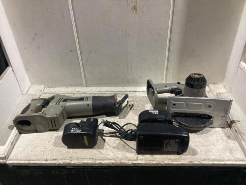 VIPER TOOL BOX W/ RECIPROCATING SAW, CIRCULAR SAW, (2) BATTERIES & CHARGER - PARTS