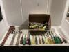 SHOP BOX OF MIXED SCREWDRIVERS & WRENCHES
