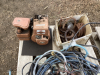 Pallet with used wiring, horseshoes and 3hp motor - 2